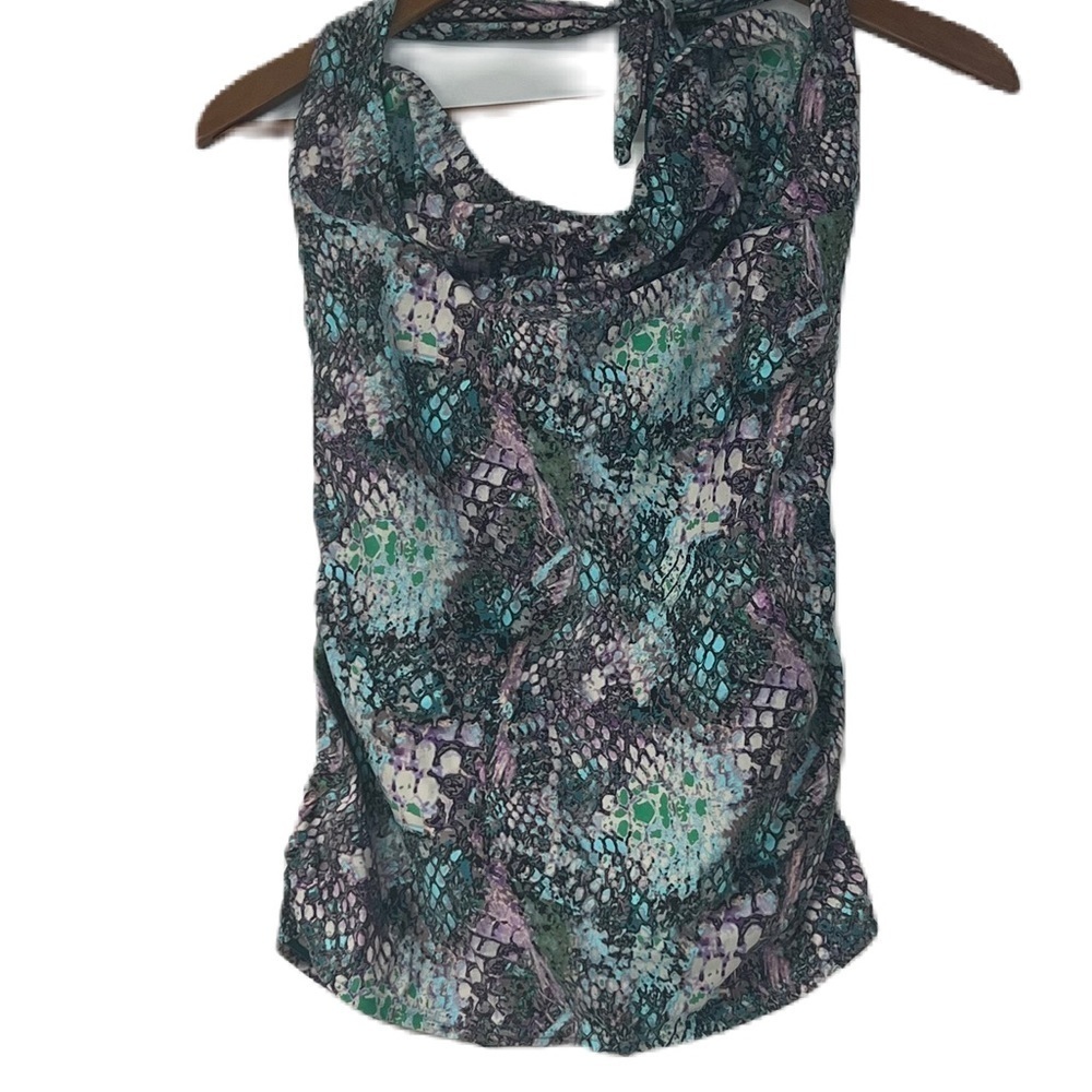 Aerin Rose Signature Viper Strapless Underwire Banded Blouson Swim Top Size 8DD